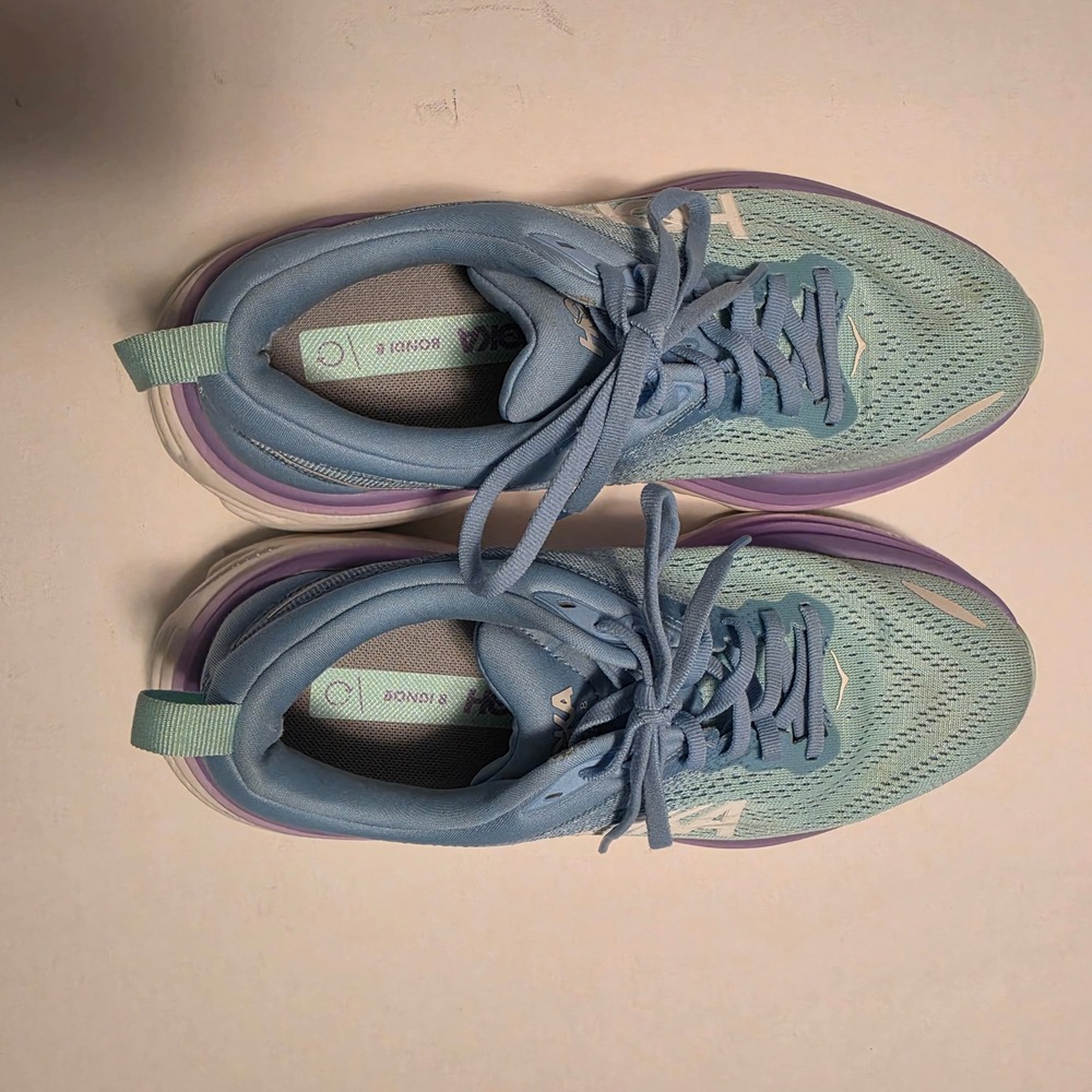 Hoka Bondi 8 Mesh Running Shoes Blue Purple Gradient Sneakers Size 8.5
